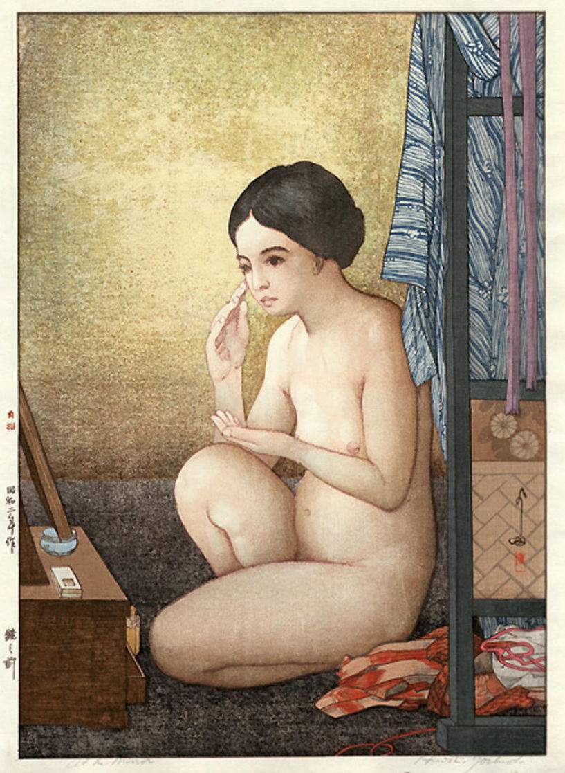 Hiroshi Yoshida “At the Mirror” 1927 woodblock print