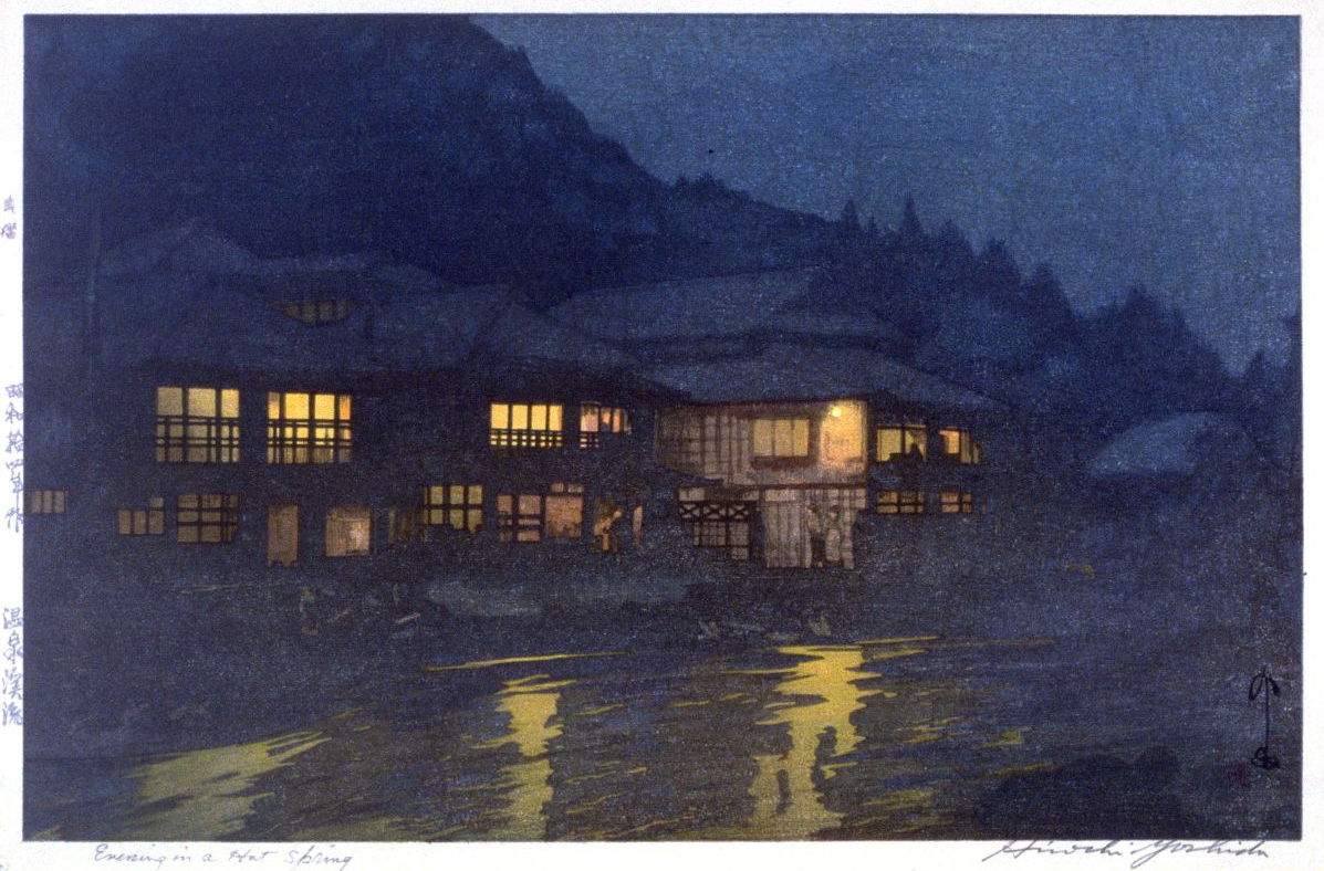 Hiroshi Yoshida “Evening in a Hot Spring” 1939 woodblock print