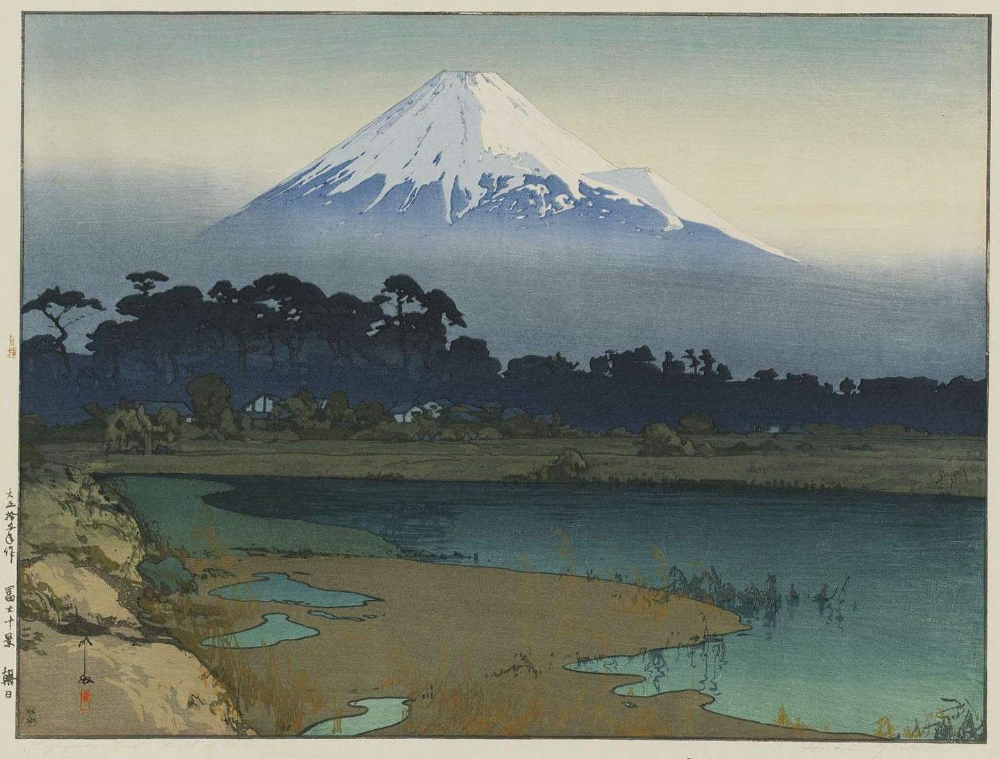 Hiroshi Yoshida “Fujiyama, First Light of the Sun” 1926 woodblock print