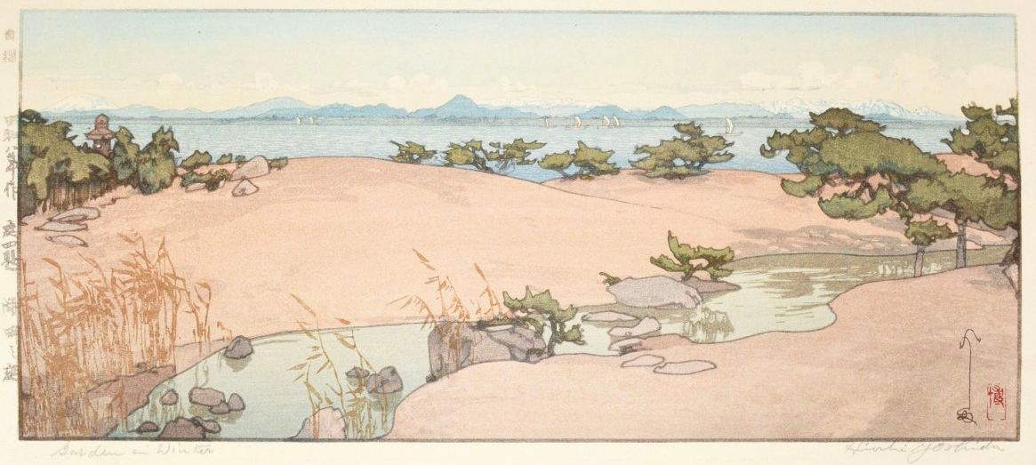 Hiroshi Yoshida “A Garden by Biwa Lake” 1933 woodblock print