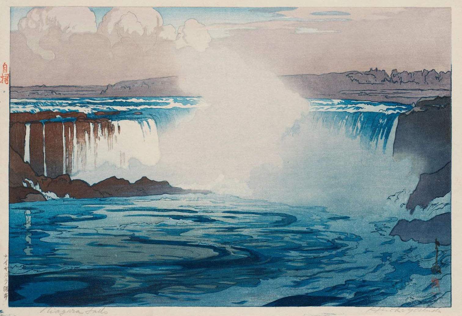 Hiroshi Yoshida “Niagara Falls” 1925 woodblock print