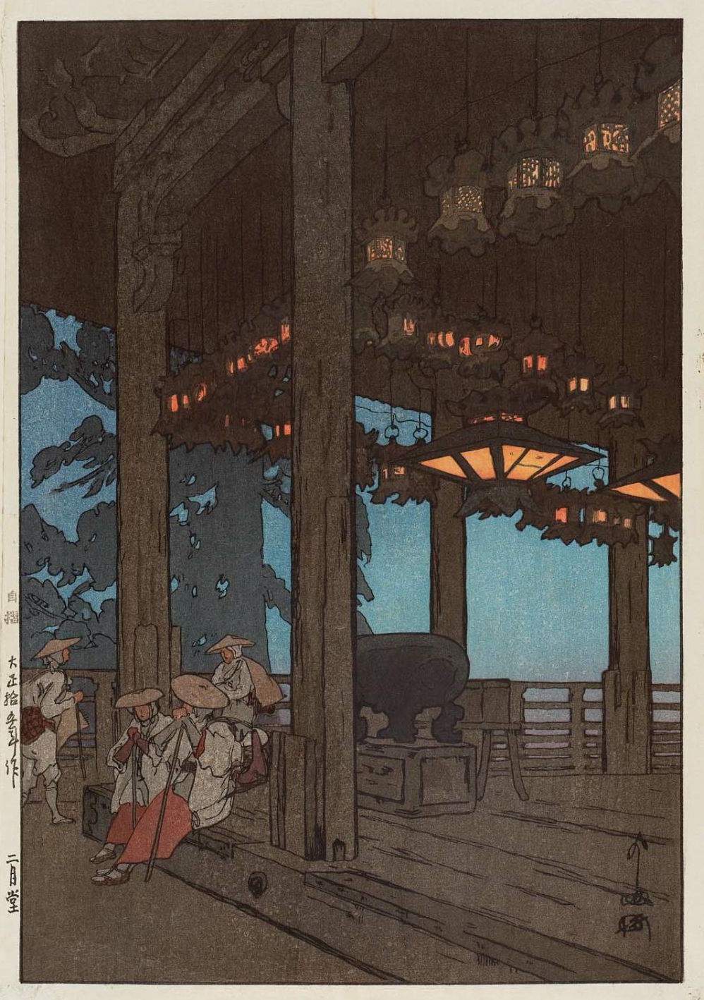 Hiroshi Yoshida “Nigatsudō Temple” 1926 woodblock print