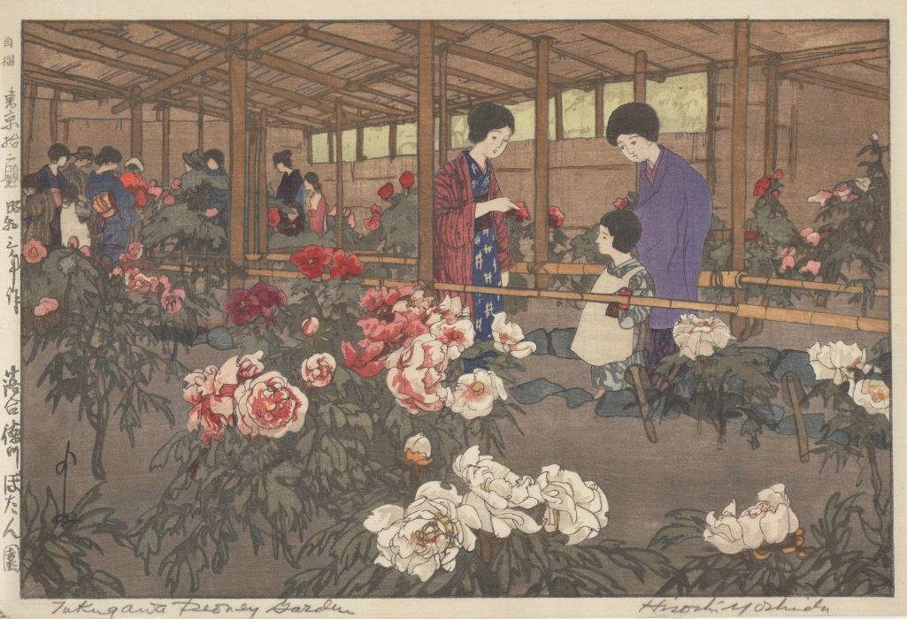 Hiroshi Yoshida “Tokugawa Peony Garden” 1928 woodblock print