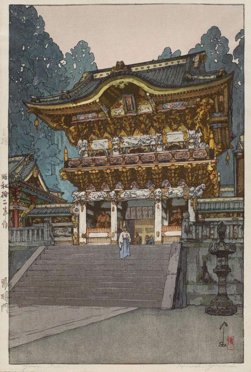 Hiroshi Yoshida “Yomei Gate” 1937 woodblock print