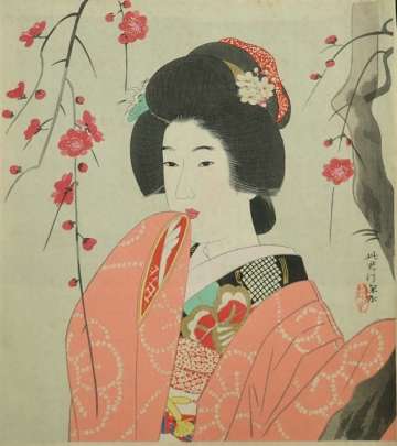 Shinsui Itō “Beauty and Plum Blossoms” 1950 thumbnail