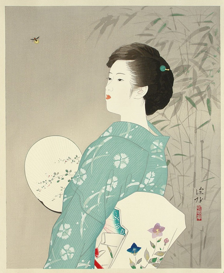 Shinsui Ito “Firefly” 1985 woodblock print
