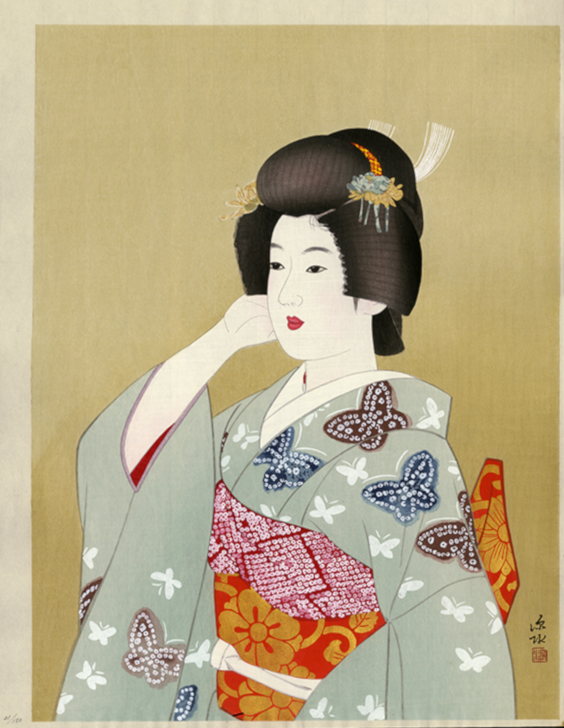 Shinsui Ito “First Shimada Hairstyle” 1982 woodblock print