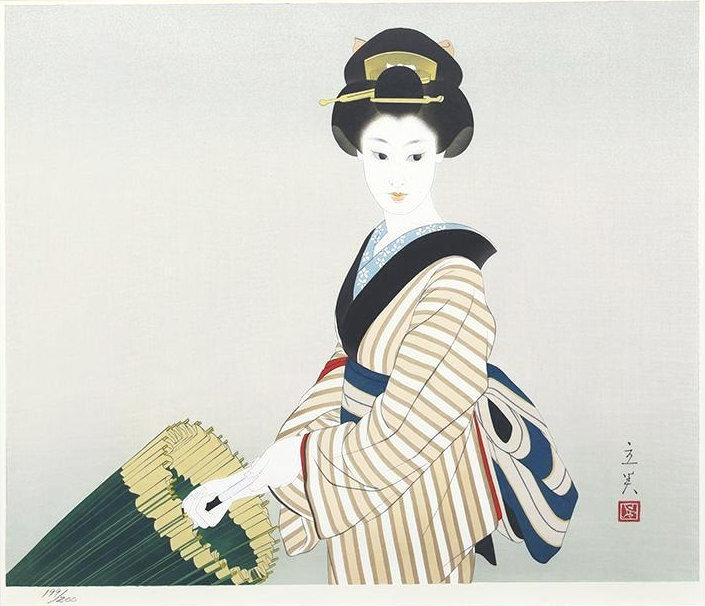 Tatsumi Shimura “Janome (Bulls-eye Umbrella)” 1983 woodblock print