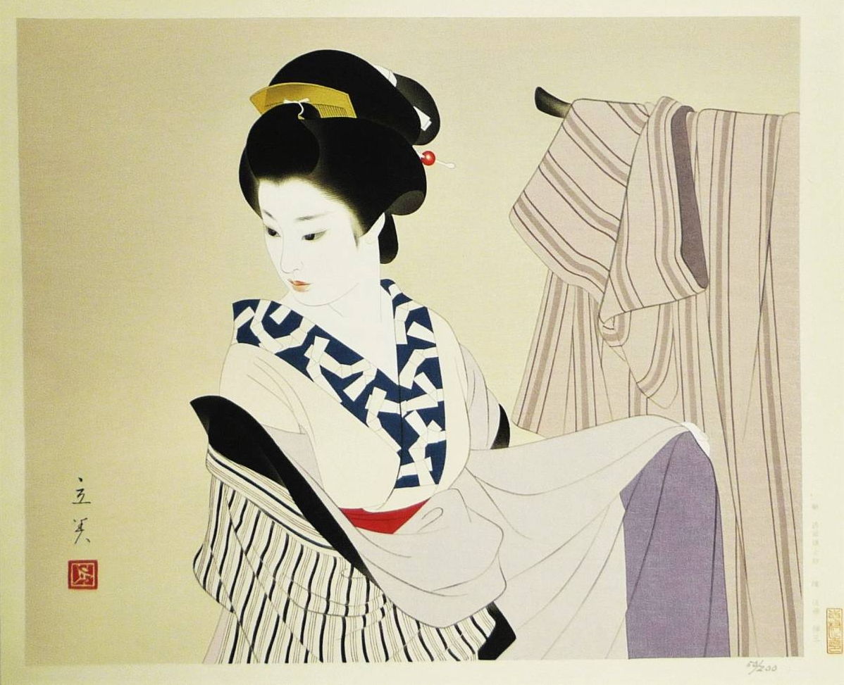 Tatsumi Shimura “Kigae (Changing)” 1980 woodblock print