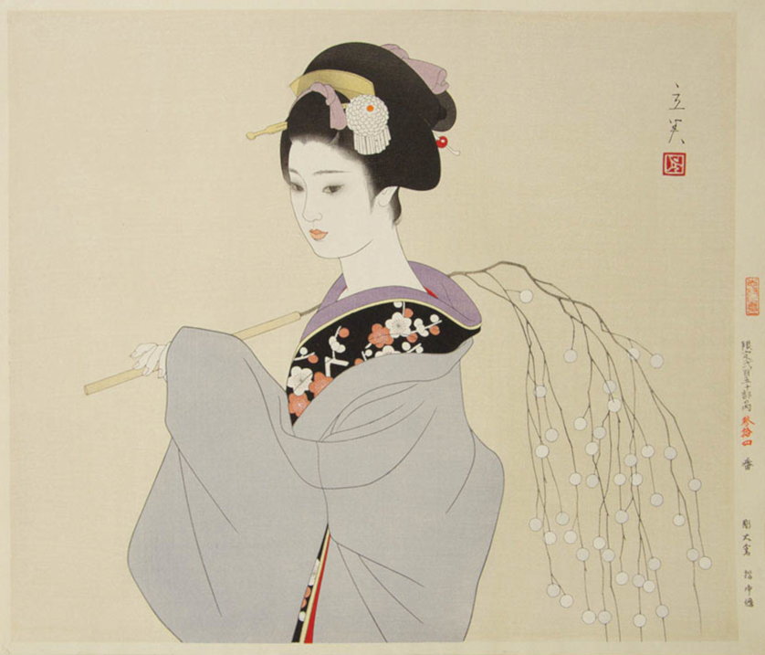 Tatsumi Shimura “Mayudama (Silkworm Cocoons)” 1991 woodblock print