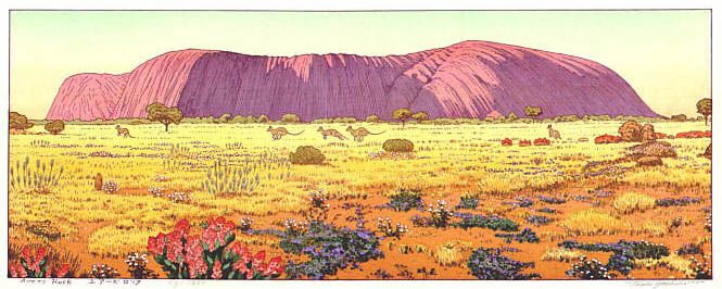 Toshi Yoshida “Ayers Rock [Uluru]” 1984 woodblock print