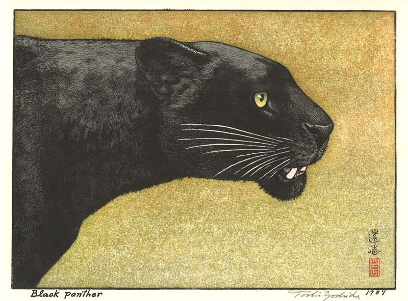 Toshi Yoshida “Black panther” 1987 woodblock print