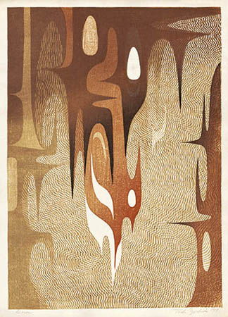 Toshi Yoshida “Down” 1959 woodblock print