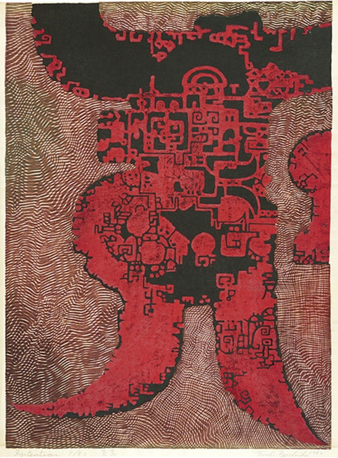 Toshi Yoshida “Intention” 1962 woodblock print