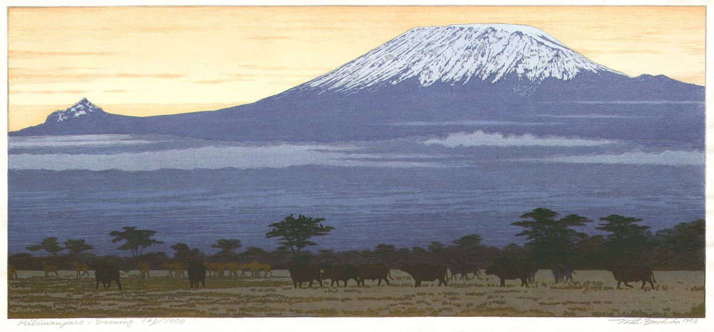 Toshi Yoshida “Kilimanjaro, Evening” 1983 woodblock print