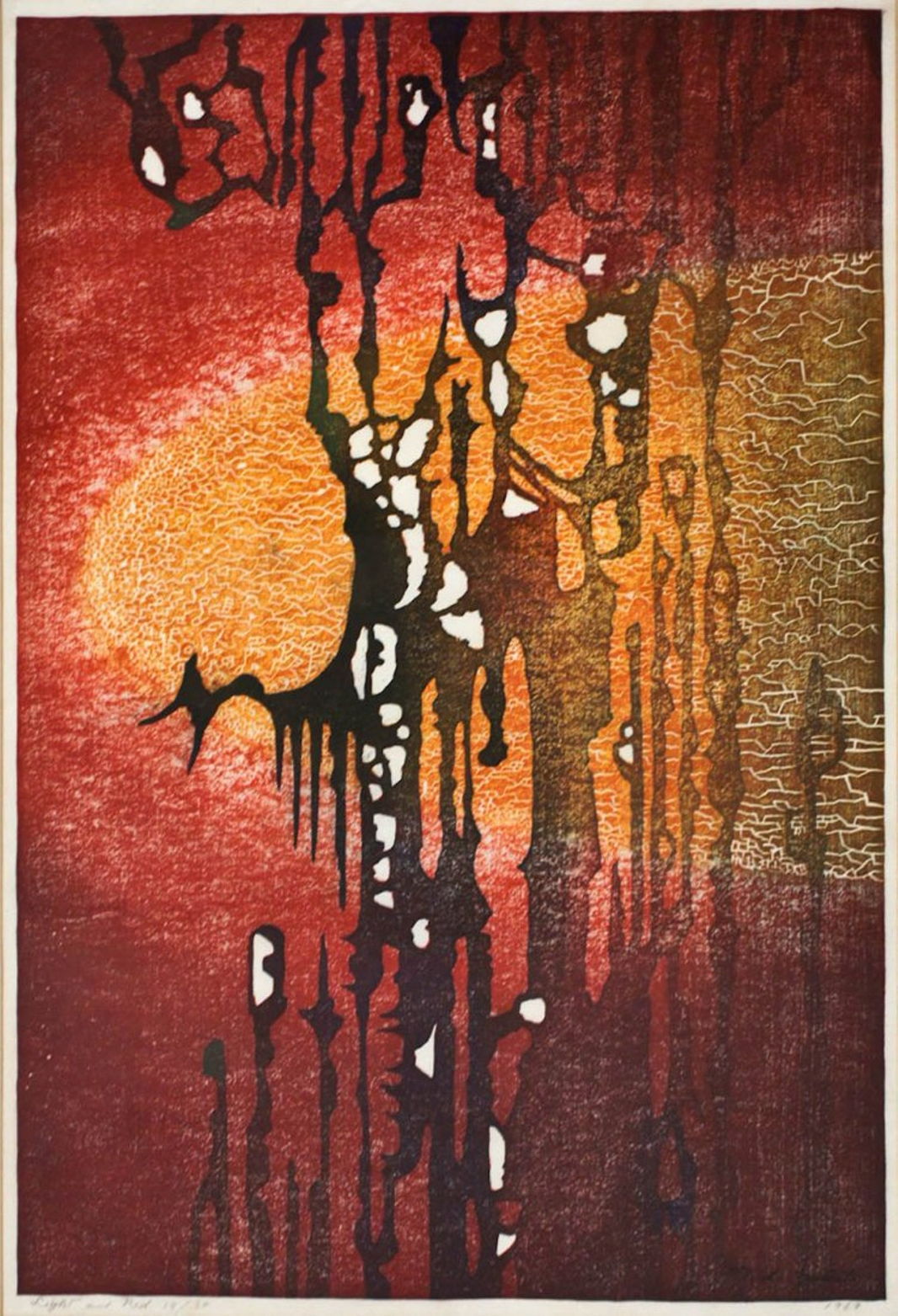 Toshi Yoshida “Light and Red” 1964 woodblock print