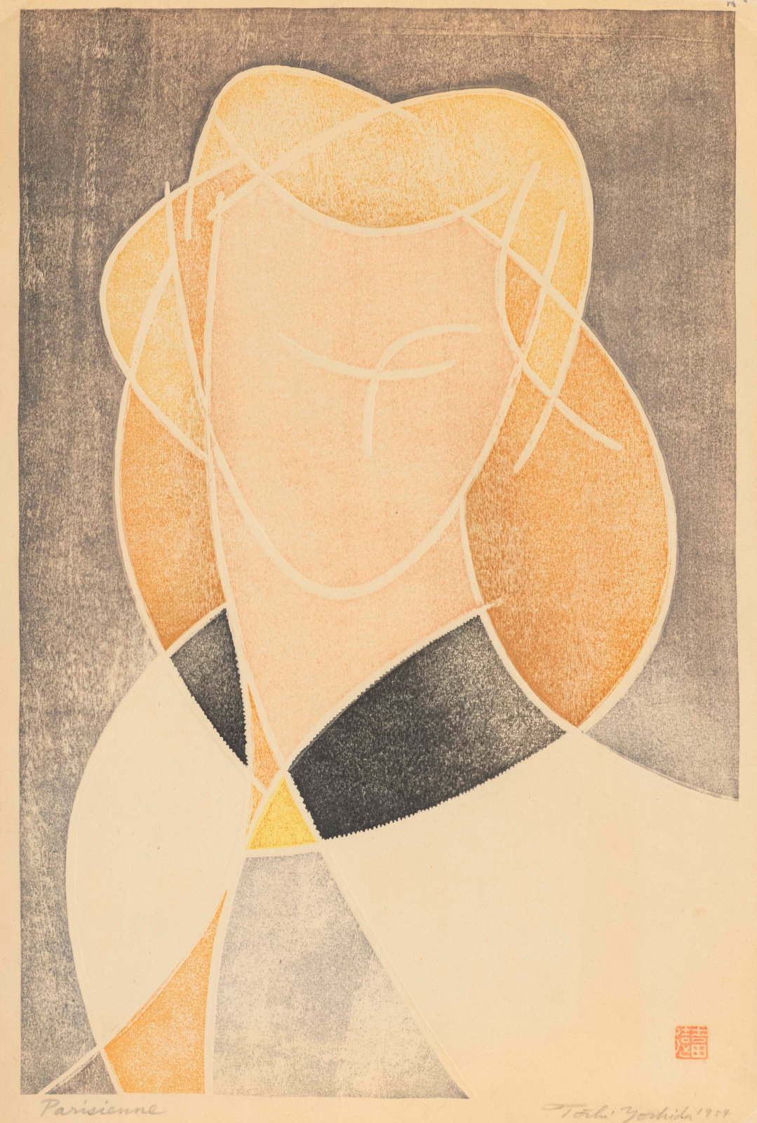 Toshi Yoshida “Parisienne” 1954 woodblock print