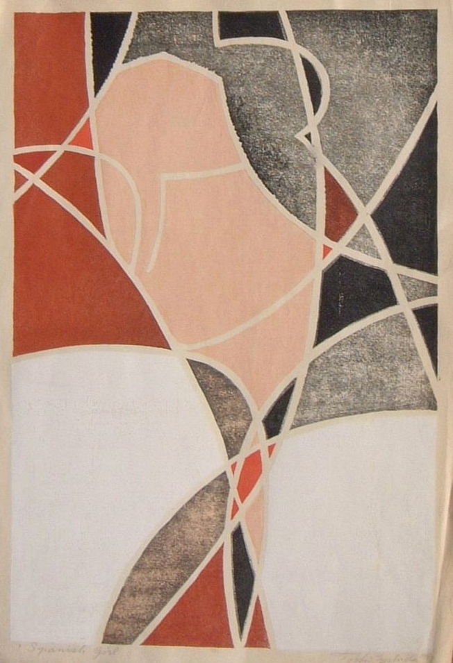 Toshi Yoshida “Spanish Girl” 1954 woodblock print