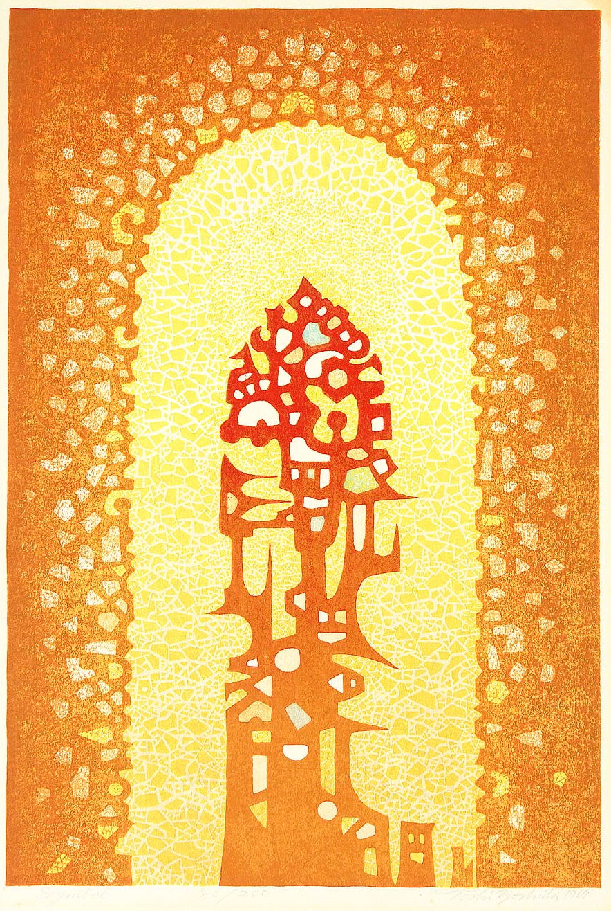 Toshi Yoshida “Symbol” 1969 woodblock print