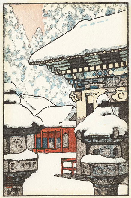 Toshi Yoshida “Winter Garden” 1938 woodblock print